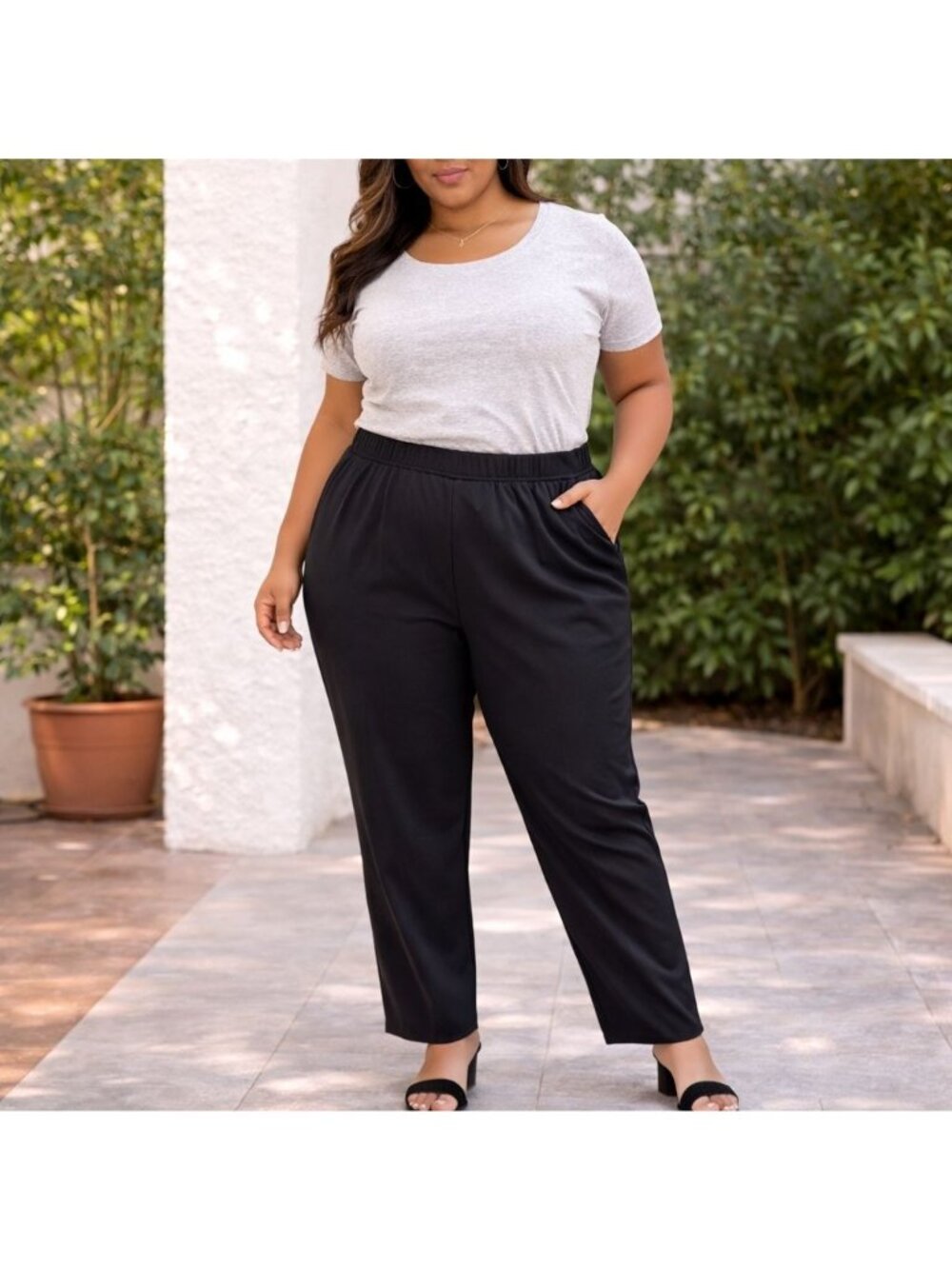 NWT J. Jill Ponte Pants Women 3X Black Pull-On Straight Leg Stretch